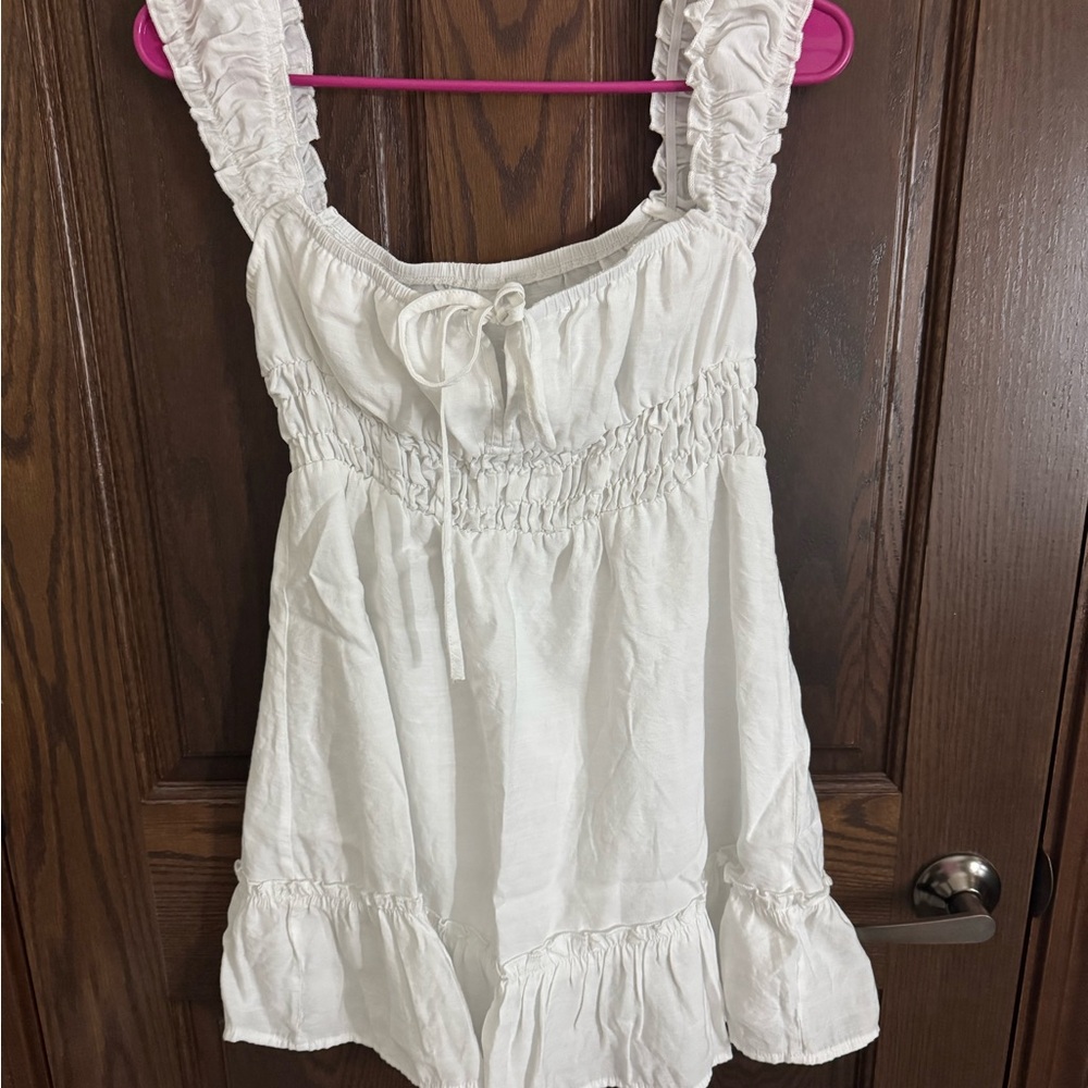 White Ruffled Sleeveless Top